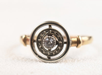 Edwardian 18k Gold Diamond Ring with Platinum Top