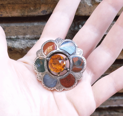 Silver Scottish Cairngorm Brooch + Pendant