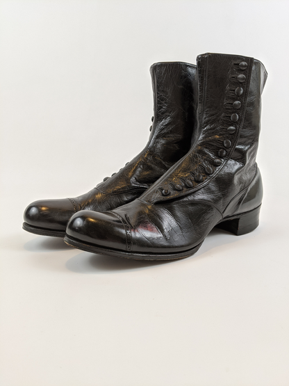 RESERVED — 1910s Black Side Button Boots | Approx Sz 8.5-9