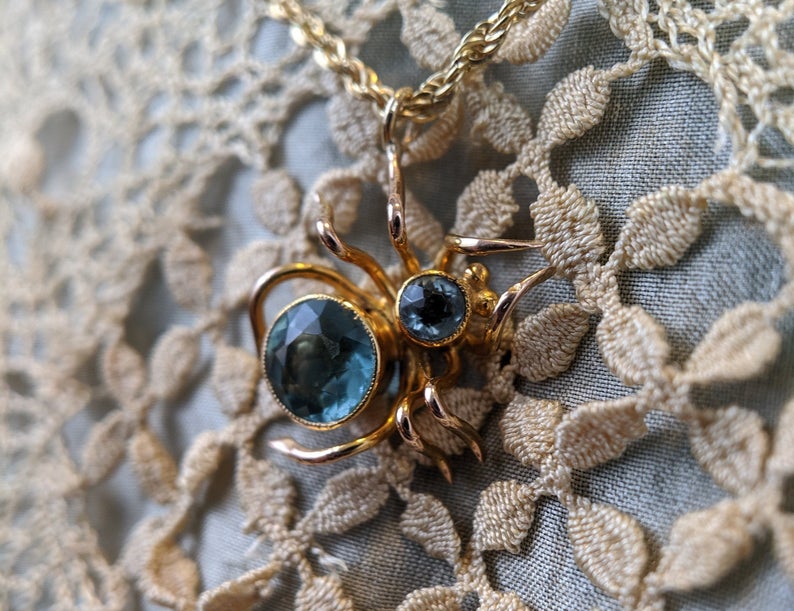 RESERVED - Antique 9k Gold Spider Pendant