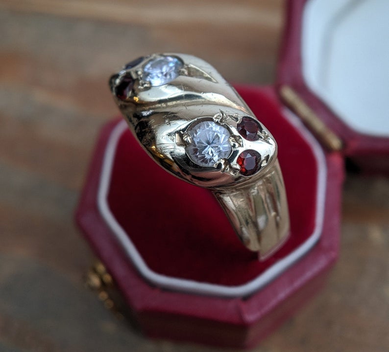 Vintage 9k Gold Victorian Revival Snake Ring