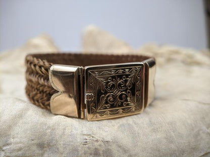 Victorian Hairwork Bracelet | 12k Gold Clasp