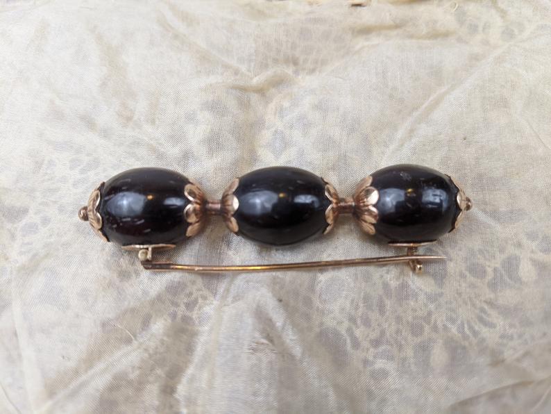 19th c. 14k Gold Palm Seed Brooch