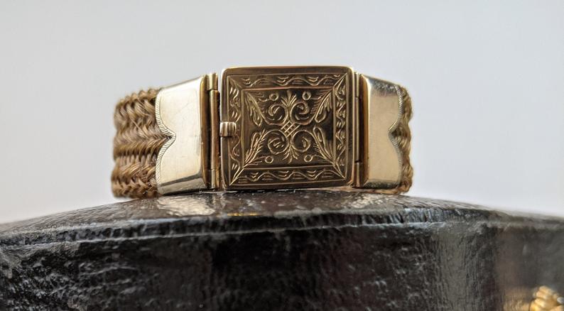 Victorian Hairwork Bracelet | 12k Gold Clasp