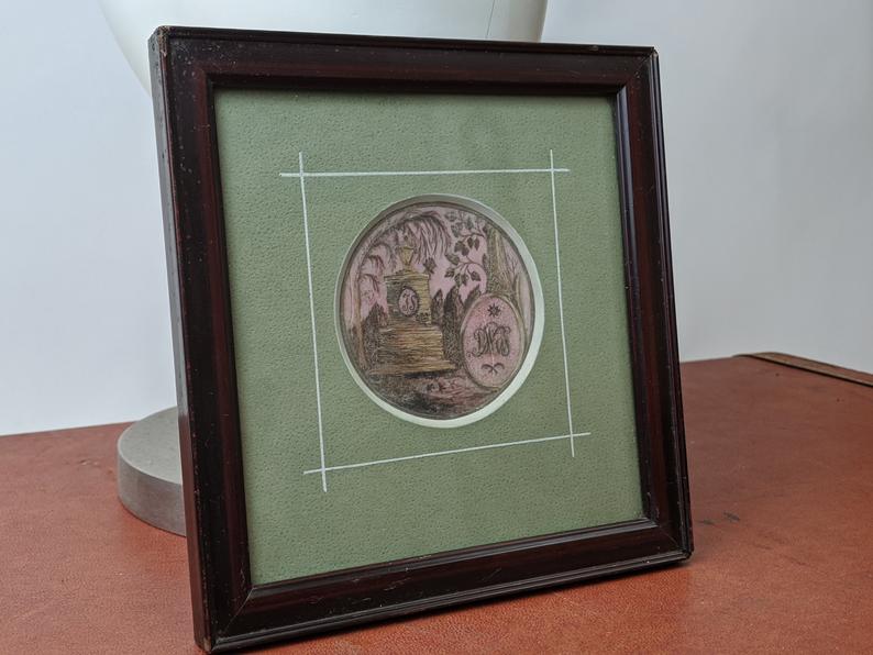 Victorian Framed Sepia Hair Art