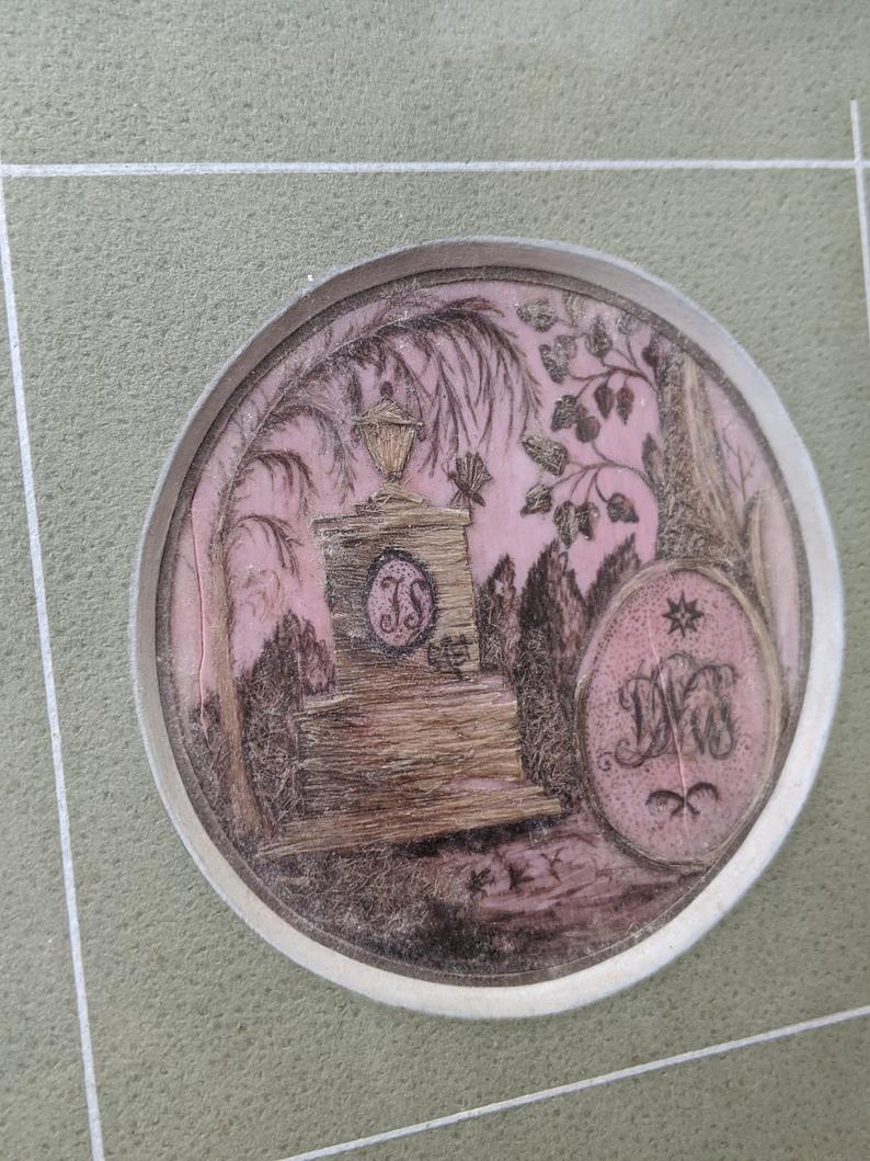 Victorian Framed Sepia Hair Art