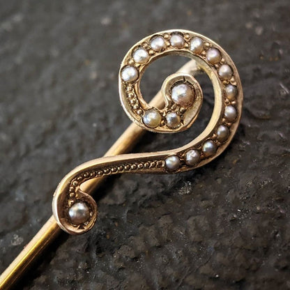 Art Nouveau 10k Gold Question Mark Pin