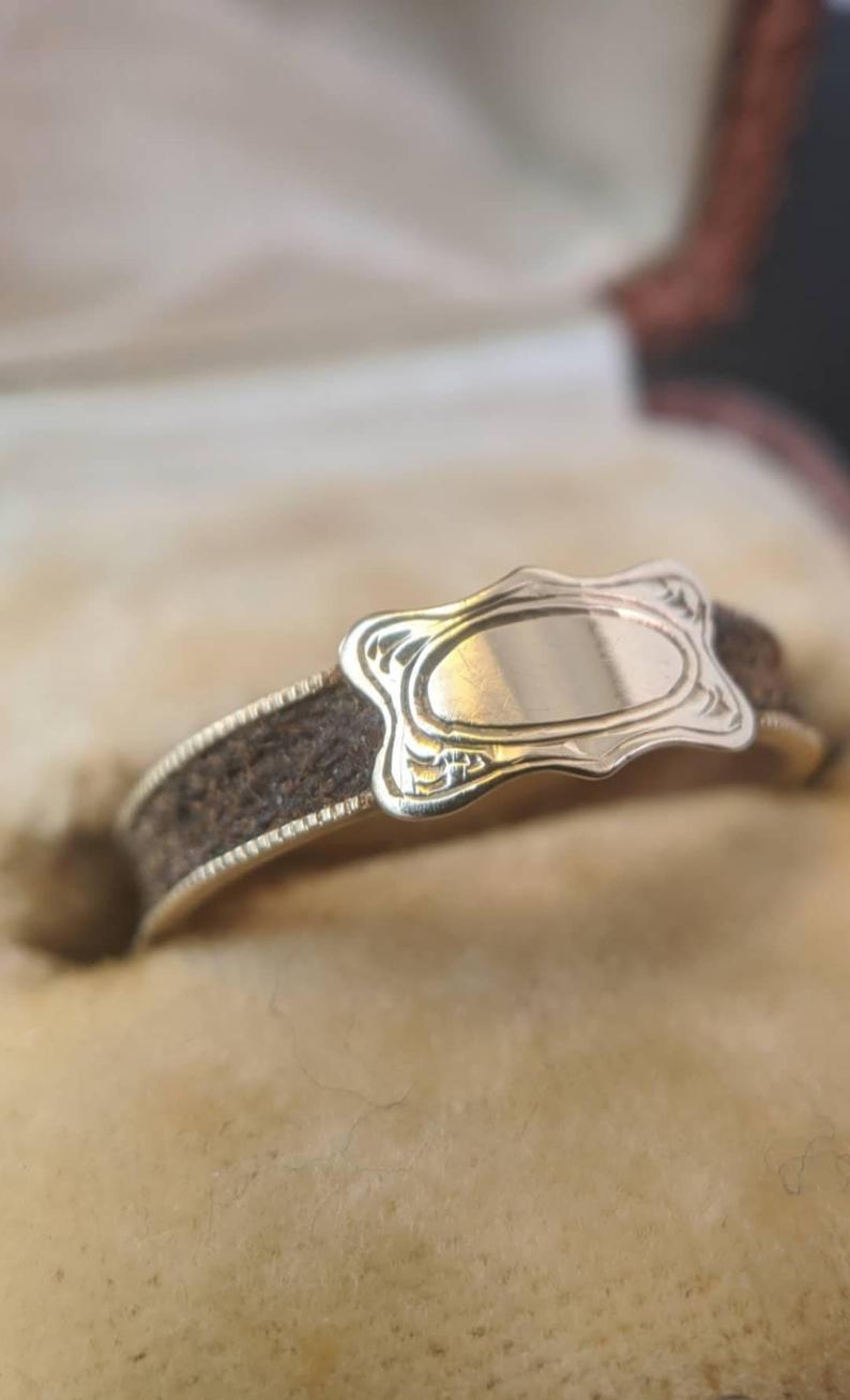 Victorian 14k Gold Mourning Ring | Plaited Hair