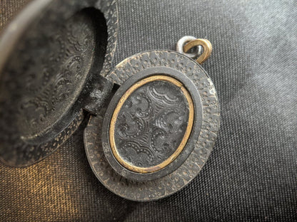 Victorian Taille d'Epargne Vulcanite Locket