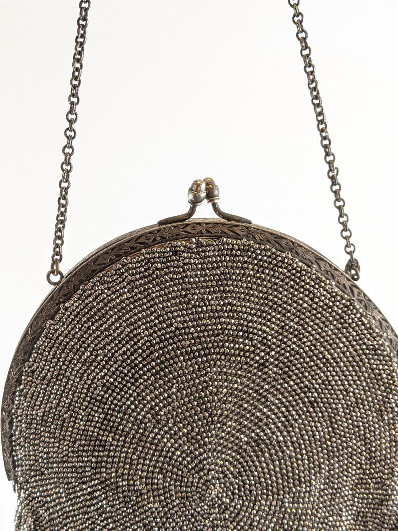 1910s - 1920s Cut Steel Beaded Purse
