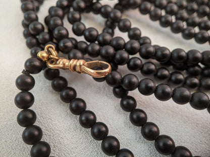 1900s French Jet Necklace with 14k Gold Dog Clip
