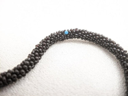 1910s-1920s Long French Jet Seed Bead Rope Necklace