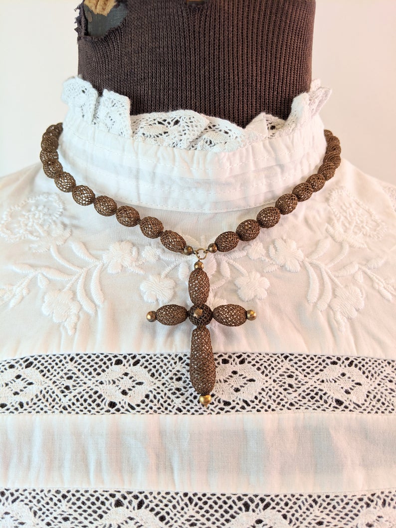 1840s-1870s Victorian Hairwork Necklace