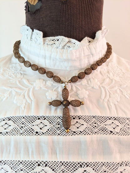 1840s-1870s Victorian Hairwork Necklace
