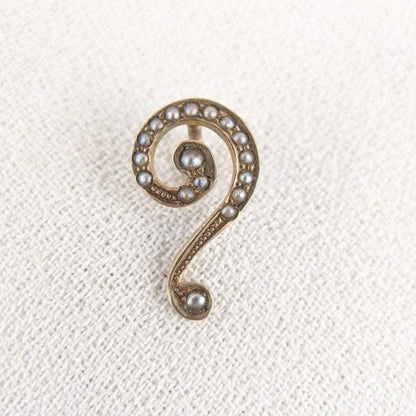 Art Nouveau 10k Gold Question Mark Pin