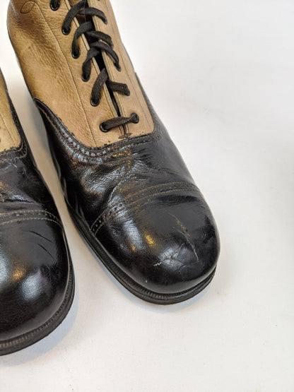 1930s Lace Up Brown and Black Boots | Approx Sz 7