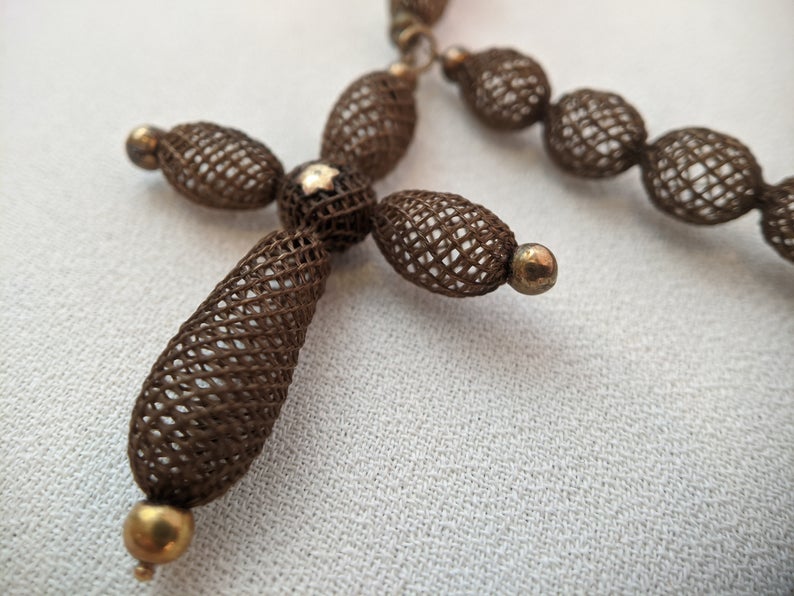1840s-1870s Victorian Hairwork Necklace