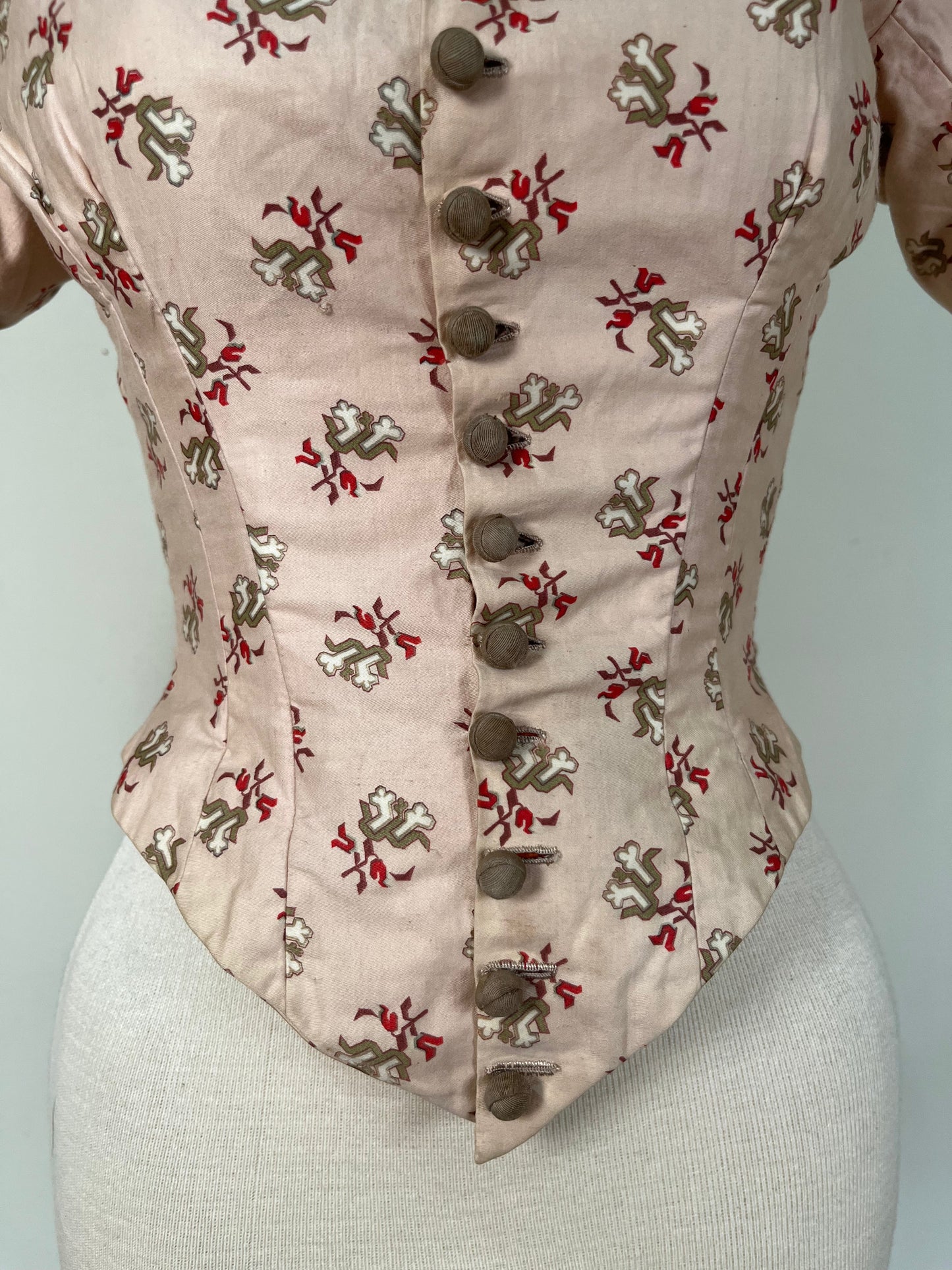 c. 1880s Cotton Sateen Printed Bodice