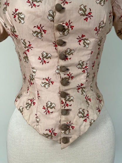 c. 1880s Cotton Sateen Printed Bodice