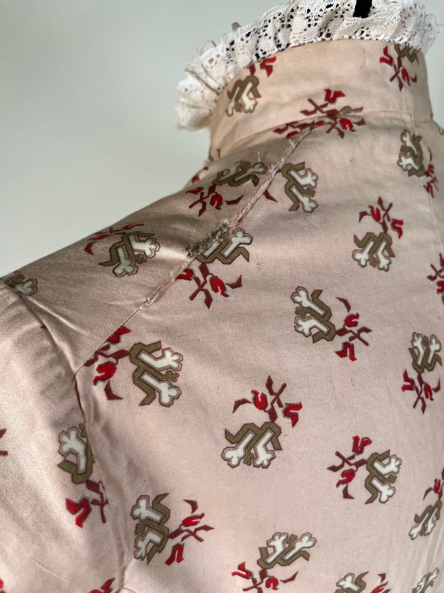 c. 1880s Cotton Sateen Printed Bodice