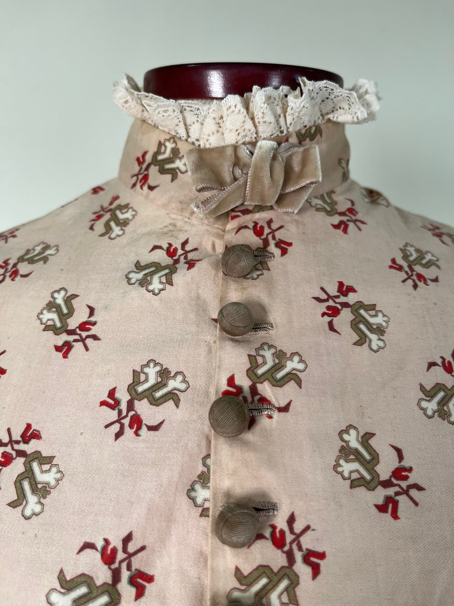 c. 1880s Cotton Sateen Printed Bodice