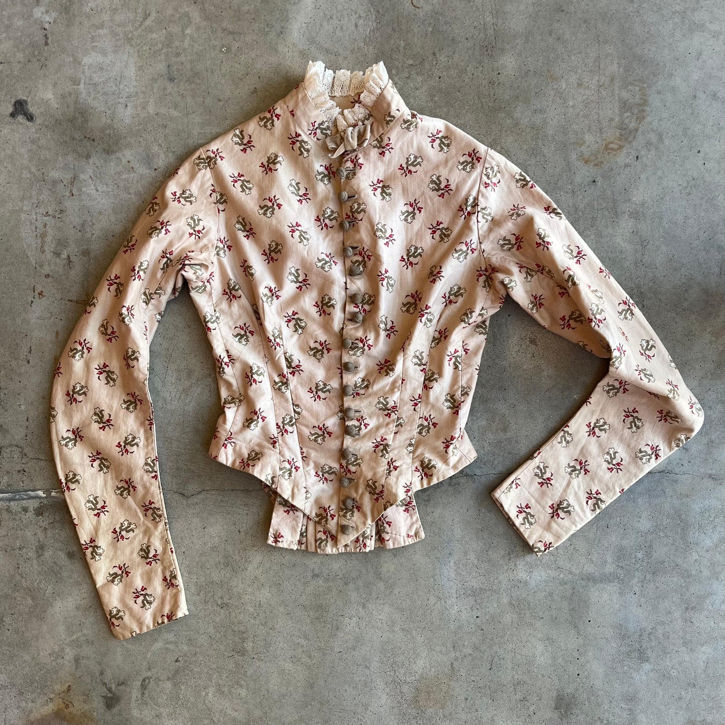 c. 1880s Cotton Sateen Printed Bodice