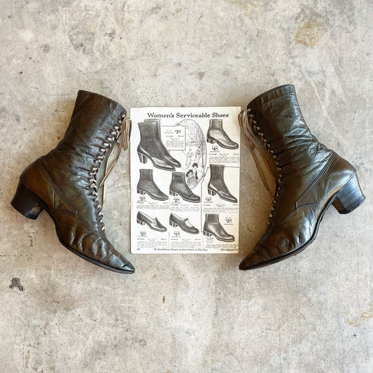 c. 1910s-1920s Brown Boots | Approx Sz 8.5-9