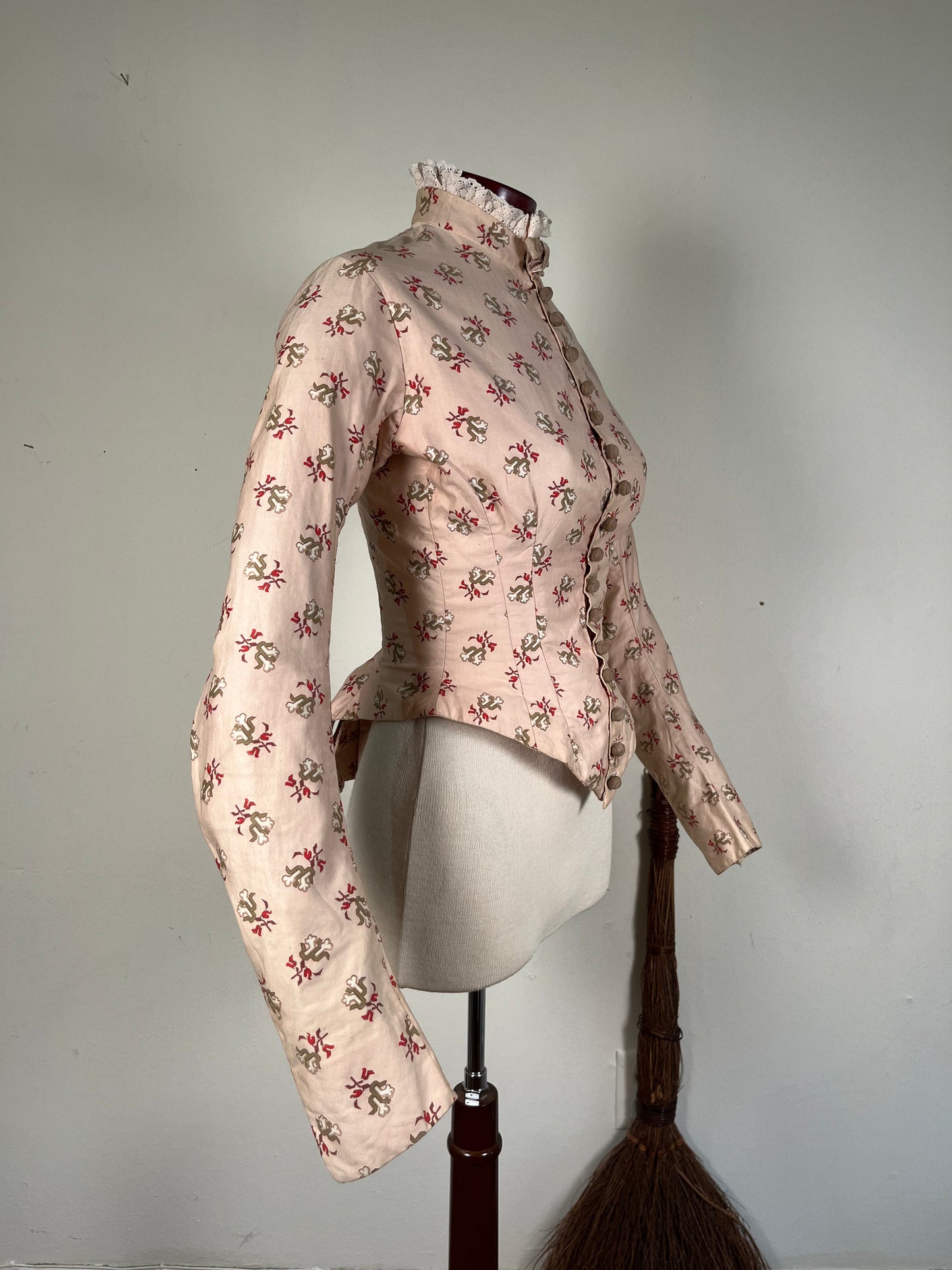c. 1880s Cotton Sateen Printed Bodice