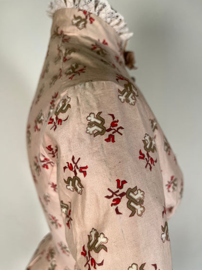 c. 1880s Cotton Sateen Printed Bodice