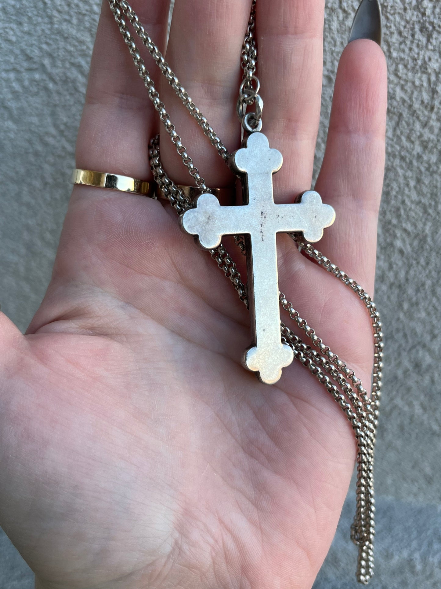 Reserved | Silver Scottish Agate Cross Necklace