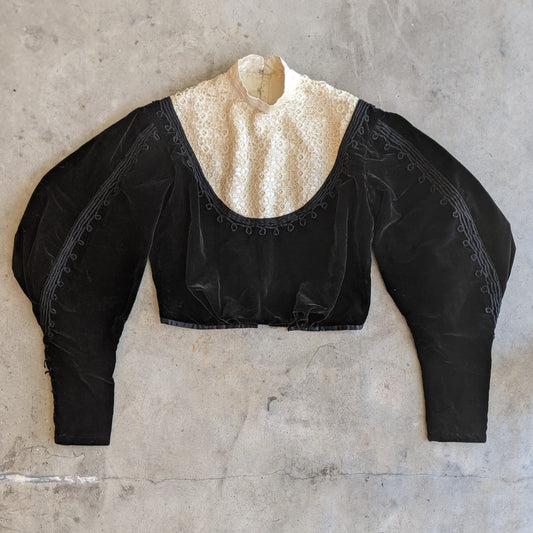 c. 1900s Black Velvet Bodice