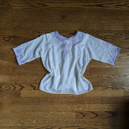 1910s Lilac Embroidered Blouse